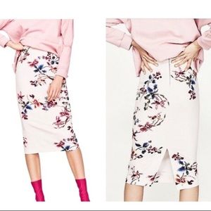 NWT Zara Flora Midi Skirt